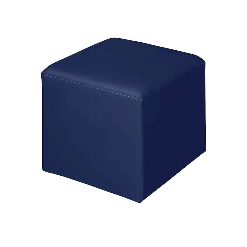 Pouf carré en vinyle – bleu paon/bleu marine/noir/vert émeraude/gris, rembourrage moderne en peluche, 1 à 2 utilisateurs