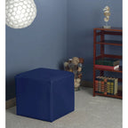 Pouf carré en vinyle – bleu paon/bleu marine/noir/vert émeraude/gris, rembourrage moderne en peluche, 1 à 2 utilisateurs