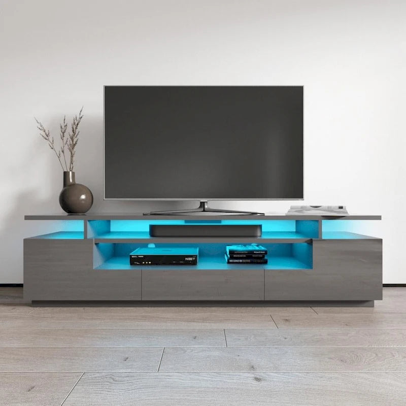 Meuble TV de 77 pouces à finition ultra brillante avec éclairage LED
