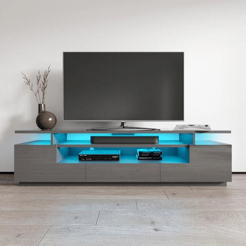 TV-Schrank mit Hochglanzoberfläche, 77 Zoll, und LED-Leuchten