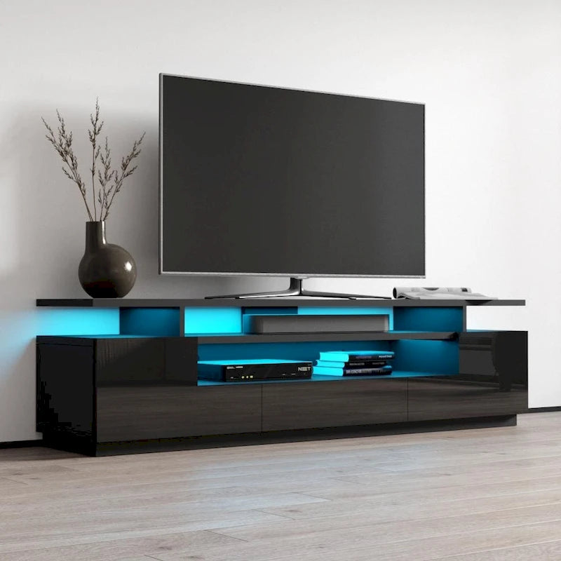 Tv-meubel van 77 inch met hoogglansafwerking en ledverlichting