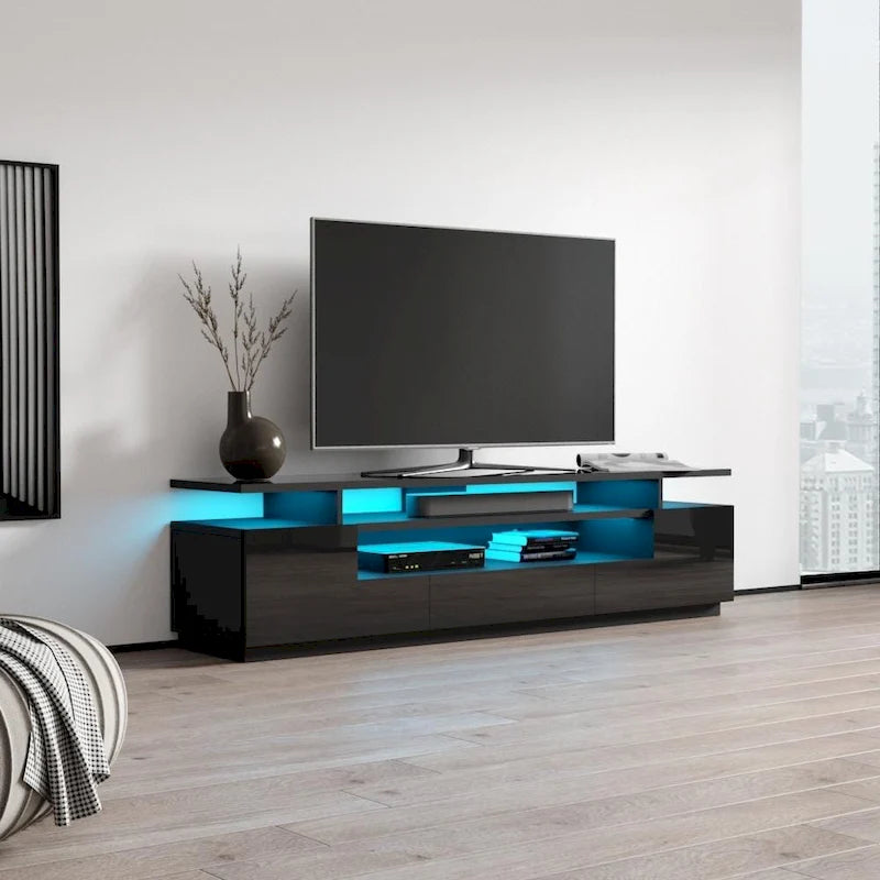 Tv-meubel van 77 inch met hoogglansafwerking en ledverlichting
