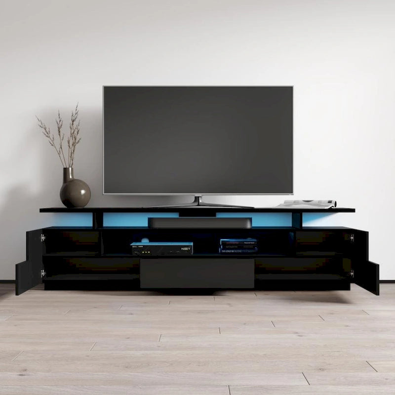 Tv-meubel van 77 inch met hoogglansafwerking en ledverlichting