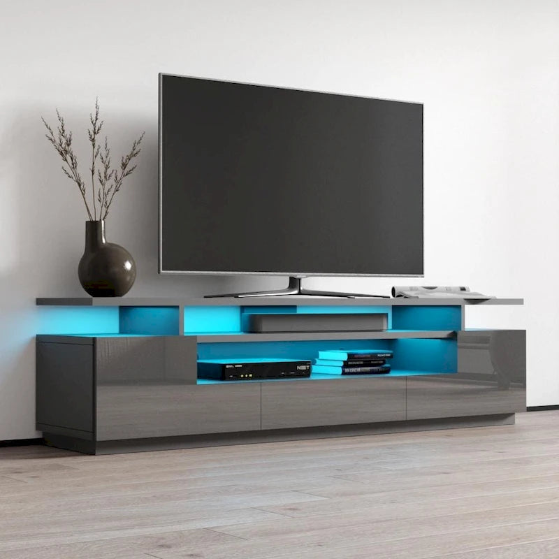 Tv-meubel van 77 inch met hoogglansafwerking en ledverlichting