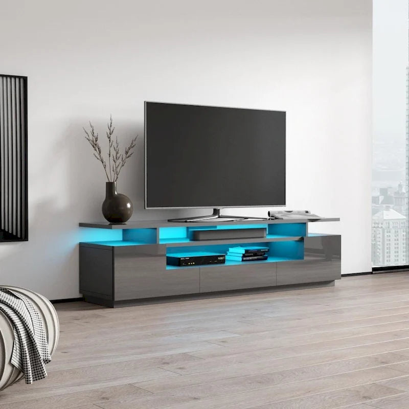 Tv-meubel van 77 inch met hoogglansafwerking en ledverlichting