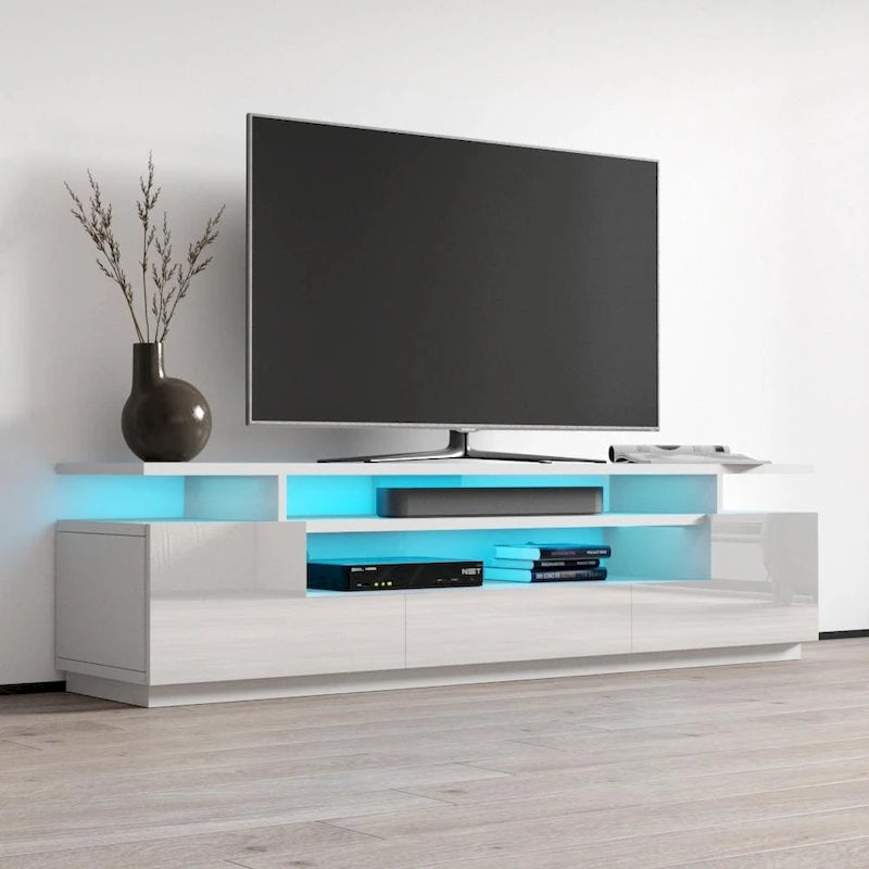 Tv-meubel van 77 inch met hoogglansafwerking en ledverlichting