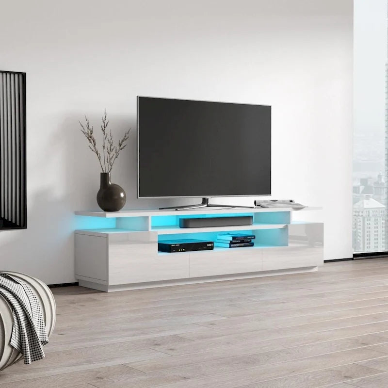 Tv-meubel van 77 inch met hoogglansafwerking en ledverlichting