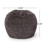 Pouf en fausse fourrure – Marron et beige / Blanc neige et beige, polyester et rembourrage en mousse, rond et moderne, pour 1 à 2 utilisateurs