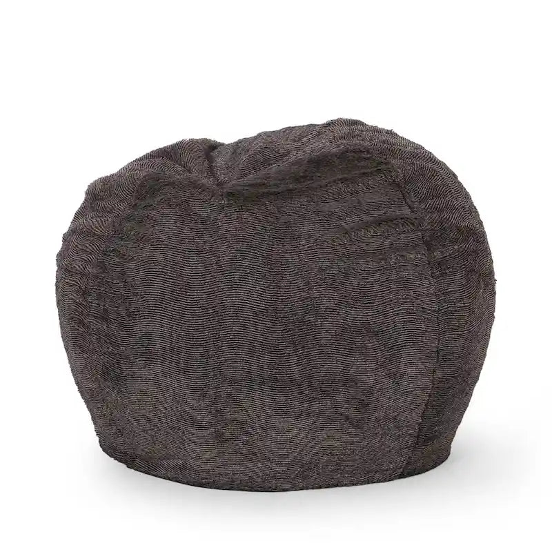 Pouf en fausse fourrure – Marron et beige / Blanc neige et beige, polyester et rembourrage en mousse, rond et moderne, pour 1 à 2 utilisateurs