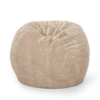 Pouf en fausse fourrure – Marron et beige / Blanc neige et beige, polyester et rembourrage en mousse, rond et moderne, pour 1 à 2 utilisateurs