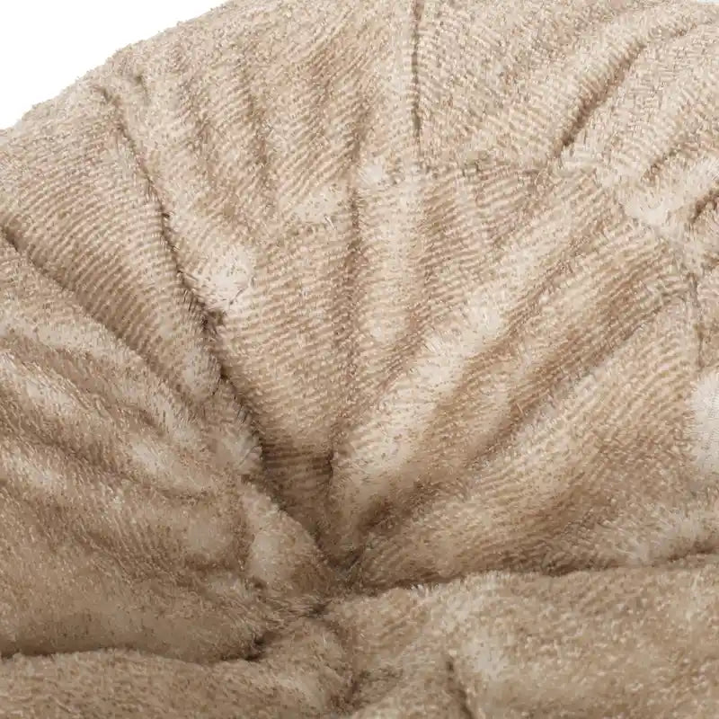 Pouf en fausse fourrure – Marron et beige / Blanc neige et beige, polyester et rembourrage en mousse, rond et moderne, pour 1 à 2 utilisateurs
