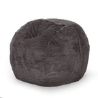 Pouf en fausse fourrure – Marron et beige / Blanc neige et beige, polyester et rembourrage en mousse, rond et moderne, pour 1 à 2 utilisateurs