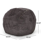 Pouf en fausse fourrure – Marron et beige / Blanc neige et beige, polyester et rembourrage en mousse, rond et moderne, pour 1 à 2 utilisateurs