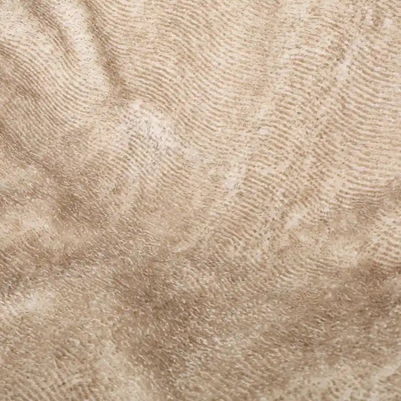 Pouf en fausse fourrure – Marron et beige / Blanc neige et beige, polyester et rembourrage en mousse, rond et moderne, pour 1 à 2 utilisateurs