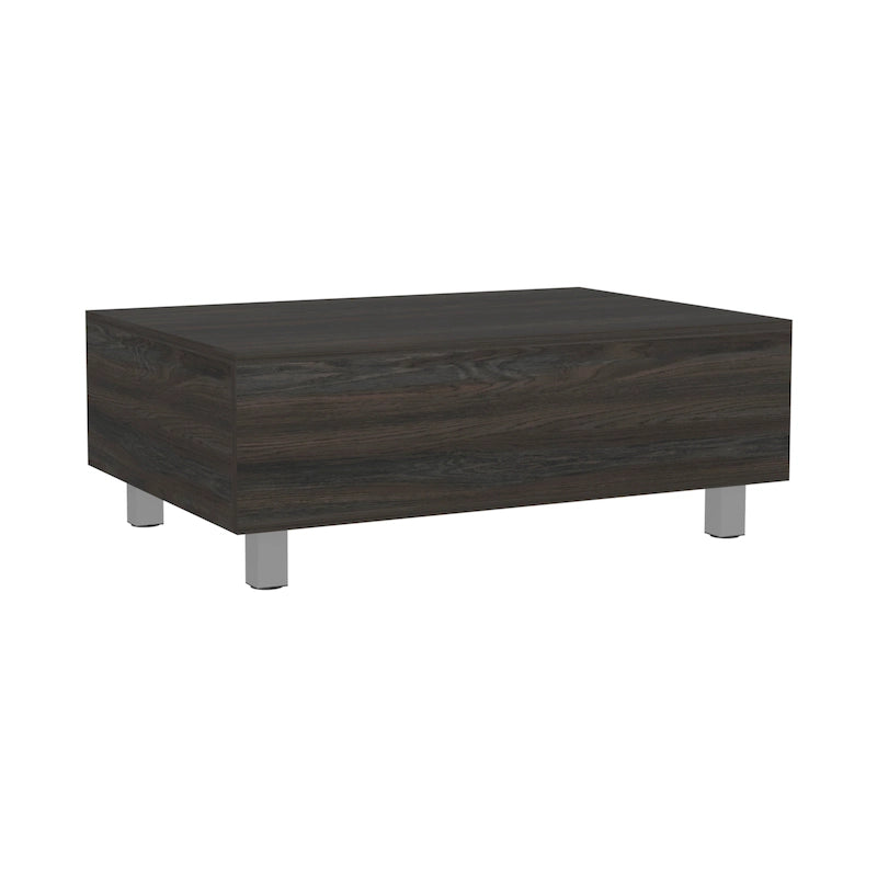 Table basse relevable avec rangement – Chêne blanc / Marron / Noir / Blanc / Noyer foncé / Expresso, bois moderne, 1 à 2 utilisateurs