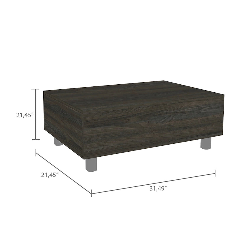 Table basse relevable avec rangement – Chêne blanc / Marron / Noir / Blanc / Noyer foncé / Expresso, bois moderne, 1 à 2 utilisateurs