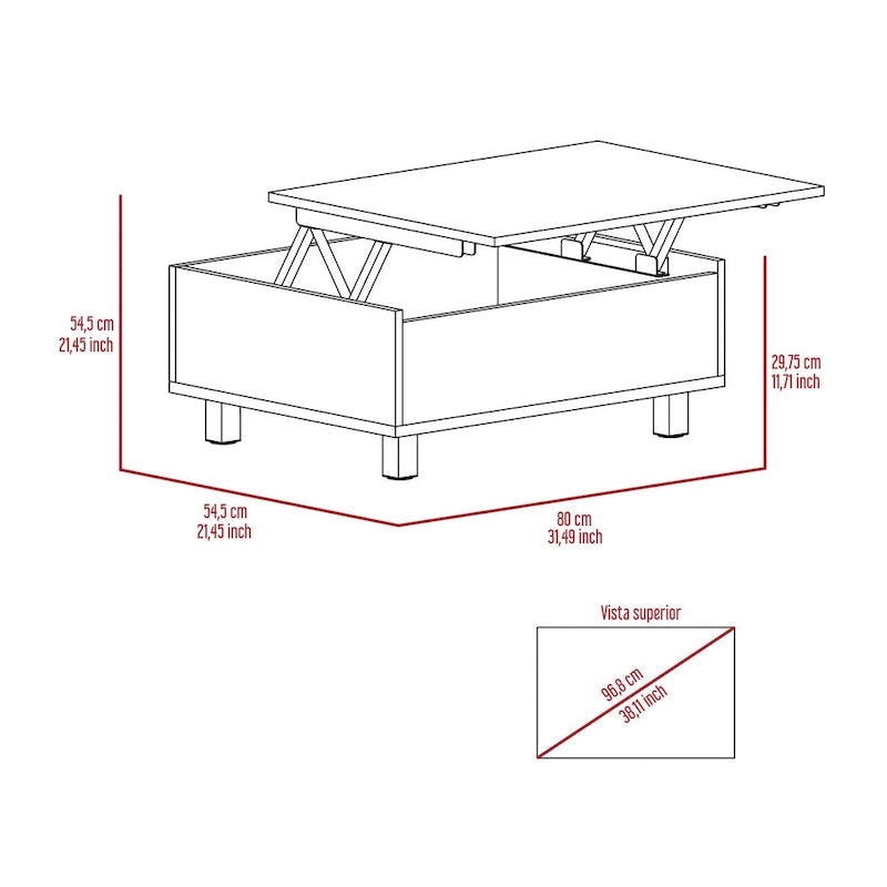 Table basse relevable avec rangement – Chêne blanc / Marron / Noir / Blanc / Noyer foncé / Expresso, bois moderne, 1 à 2 utilisateurs