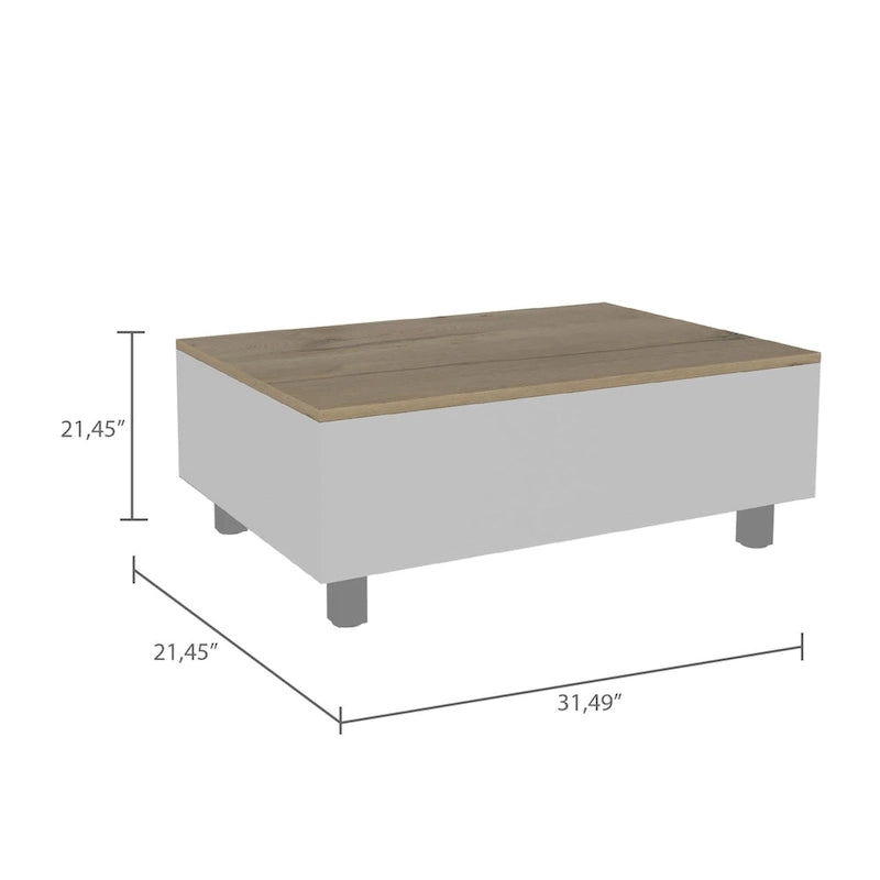 Table basse relevable avec rangement – Chêne blanc / Marron / Noir / Blanc / Noyer foncé / Expresso, bois moderne, 1 à 2 utilisateurs