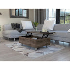 Table basse relevable avec rangement – Chêne blanc / Marron / Noir / Blanc / Noyer foncé / Expresso, bois moderne, 1 à 2 utilisateurs