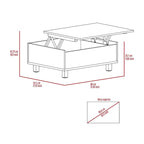 Table basse relevable avec rangement – Chêne blanc / Marron / Noir / Blanc / Noyer foncé / Expresso, bois moderne, 1 à 2 utilisateurs