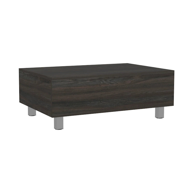 Table basse relevable avec rangement – Chêne blanc / Marron / Noir / Blanc / Noyer foncé / Expresso, bois moderne, 1 à 2 utilisateurs