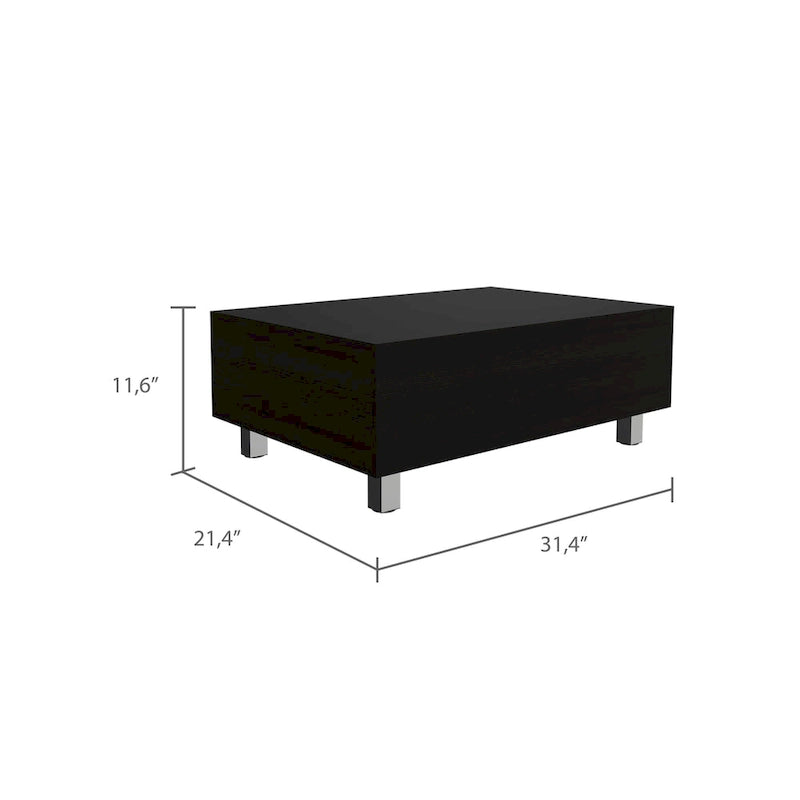 Table basse relevable avec rangement – Chêne blanc / Marron / Noir / Blanc / Noyer foncé / Expresso, bois moderne, 1 à 2 utilisateurs