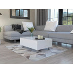 Table basse relevable avec rangement – Chêne blanc / Marron / Noir / Blanc / Noyer foncé / Expresso, bois moderne, 1 à 2 utilisateurs