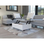 Table basse relevable avec rangement – Chêne blanc / Marron / Noir / Blanc / Noyer foncé / Expresso, bois moderne, 1 à 2 utilisateurs