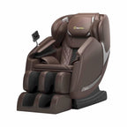 Fauteuil de massage zéro gravité intégral en cuir marron/noir avec rail en S et contrôle par application pour 1 personne