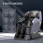 Fauteuil de massage zéro gravité intégral en cuir marron/noir avec rail en S et contrôle par application pour 1 personne
