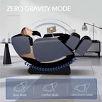 Fauteuil de massage zéro gravité intégral en cuir marron/noir avec rail en S et contrôle par application pour 1 personne