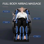 Fauteuil de massage zéro gravité intégral en cuir marron/noir avec rail en S et contrôle par application pour 1 personne