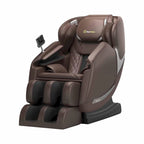 Fauteuil de massage zéro gravité intégral en cuir marron/noir avec rail en S et contrôle par application pour 1 personne