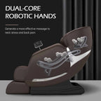 Fauteuil de massage zéro gravité intégral en cuir marron/noir avec rail en S et contrôle par application pour 1 personne