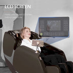 Fauteuil de massage zéro gravité intégral en cuir marron/noir avec rail en S et contrôle par application pour 1 personne