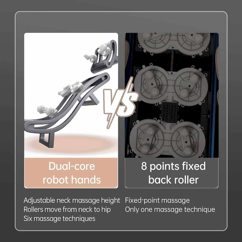 Fauteuil de massage zéro gravité intégral en cuir marron/noir avec rail en S et contrôle par application pour 1 personne