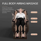 Fauteuil de massage zéro gravité intégral en cuir marron/noir avec rail en S et contrôle par application pour 1 personne