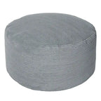 Grand pouf rond en velours côtelé – violet / gris clair / turquoise, rembourrage moderne en polyester et billes de polystyrène, pour une personne