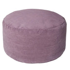 Grand pouf rond en velours côtelé – violet / gris clair / turquoise, rembourrage moderne en polyester et billes de polystyrène, pour une personne