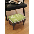 Repose-pieds en bois sculpté en lin beige/vert pour 1 personne