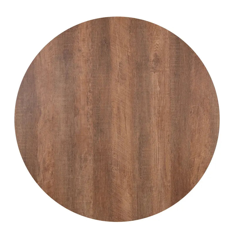 Table basse ronde – Marron/Naturel, Piétement en X en métal moderne et bois, 1 à 2 utilisateurs