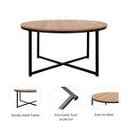 Table basse ronde – Marron/Naturel, Piétement en X en métal moderne et bois, 1 à 2 utilisateurs