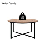 Table basse ronde – Marron/Naturel, Piétement en X en métal moderne et bois, 1 à 2 utilisateurs