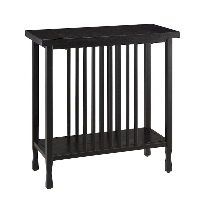 Table d'appoint étroite – Marron/noir ou noir délavé, lattes en bois style Mission, pour une personne