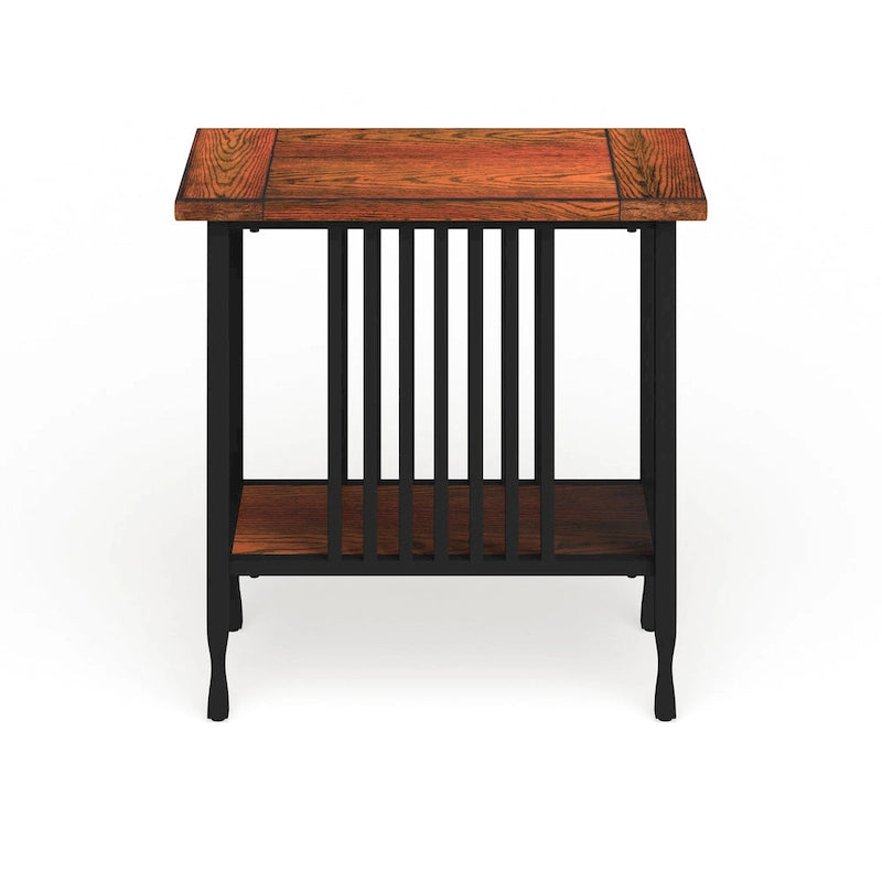 Table d'appoint étroite – Marron/noir ou noir délavé, lattes en bois style Mission, pour une personne