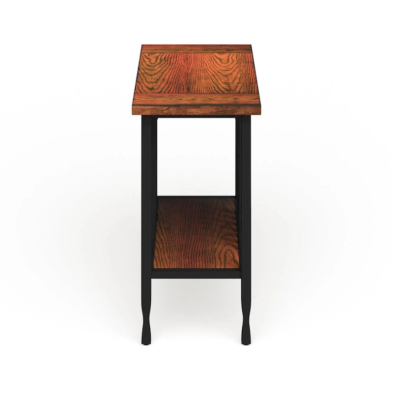 Table d'appoint étroite – Marron/noir ou noir délavé, lattes en bois style Mission, pour une personne