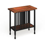 Table d'appoint étroite – Marron/noir ou noir délavé, lattes en bois style Mission, pour une personne
