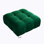 Pouf carré en velours – Beige / Noir / Vert / Orange, bois massif et ressorts, minimaliste, 1 à 2 places