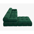 Pouf carré en velours – Beige / Noir / Vert / Orange, bois massif et ressorts, minimaliste, 1 à 2 places