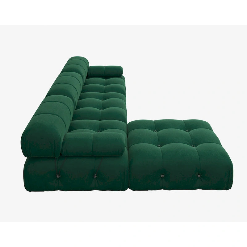 Pouf carré en velours – Beige / Noir / Vert / Orange, bois massif et ressorts, minimaliste, 1 à 2 places